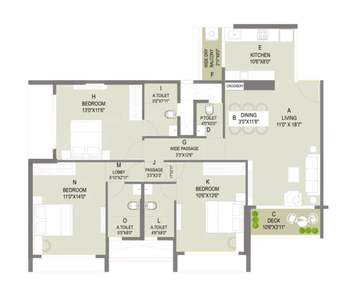 Kolte Patil Serenova 3 BHK Layout